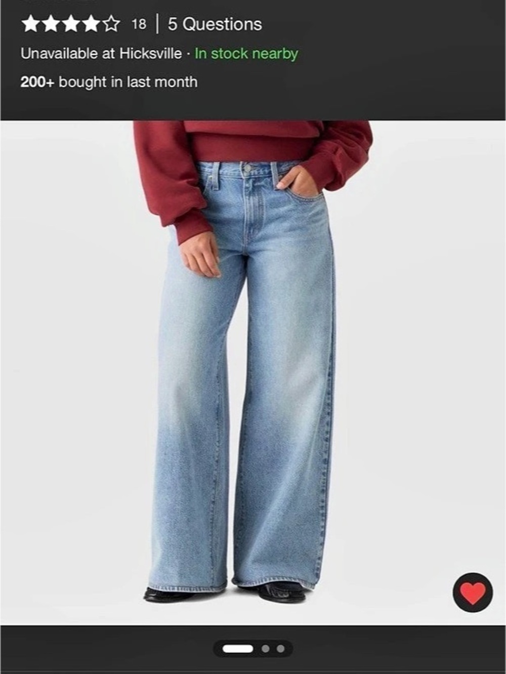 Levi's Middy Wide Leg Pants Jeans in Blue Medium